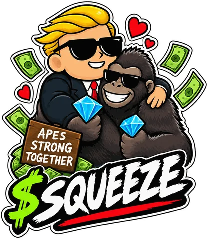 Badge ape hug — the $SQUEEZE mascot