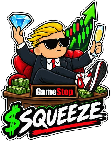 Badge desk — the $SQUEEZE mascot