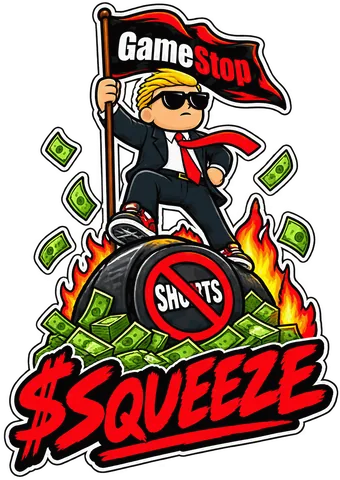 Badge shorts burn — the $SQUEEZE mascot